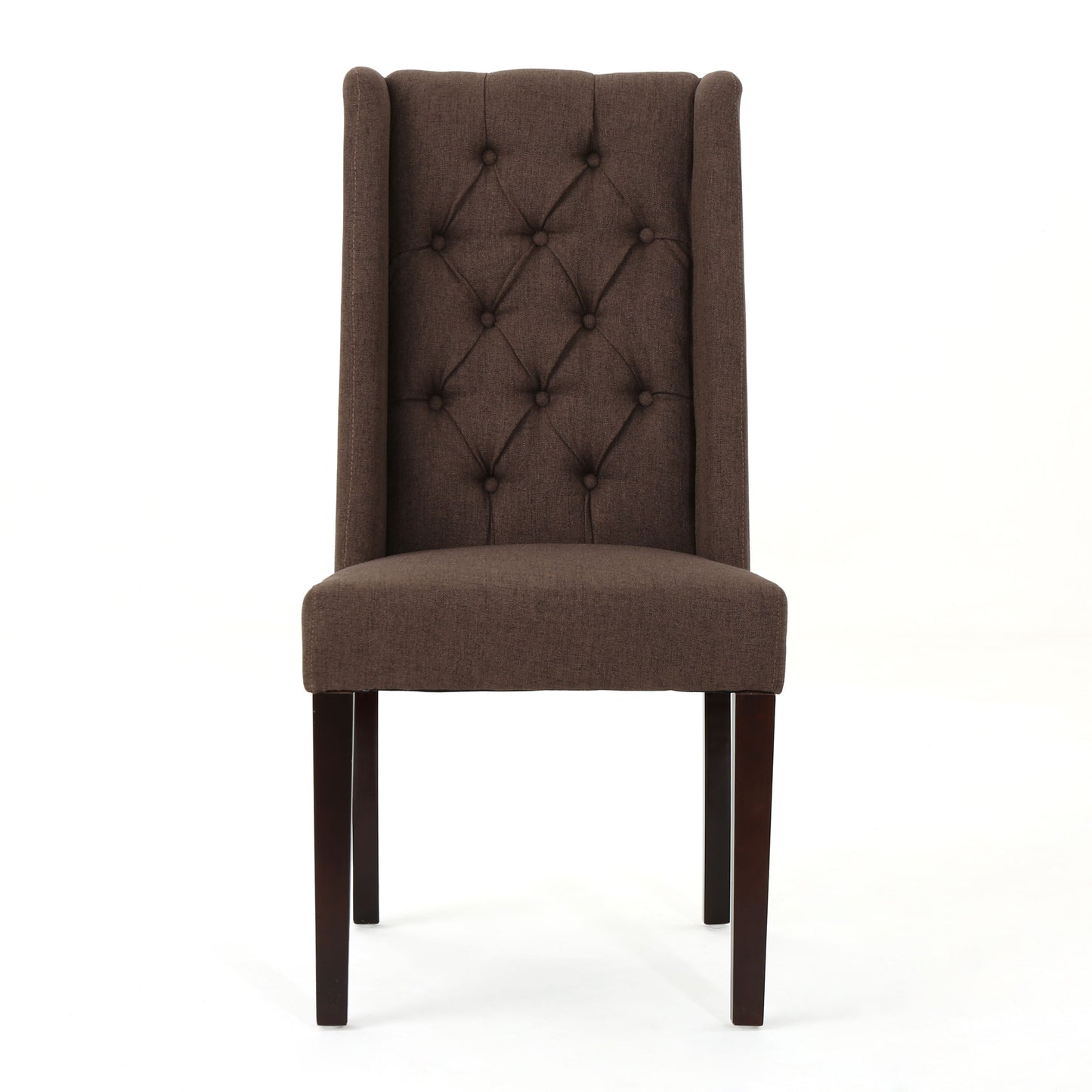 Elegant Tufted Dining Chair (Set of 2) With High Backrest - Dark Brown