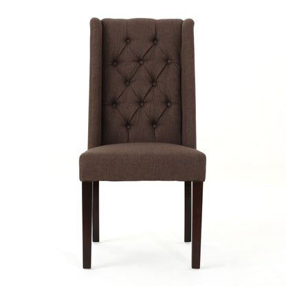 Elegant Tufted Dining Chair (Set of 2) With High Backrest - Dark Brown