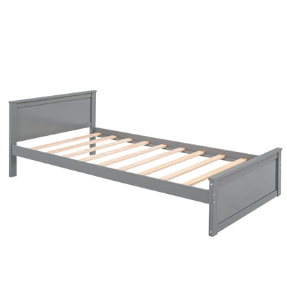 Twin Size Loft Bed With A Stand Alone Bed, Shelves, Desk, And Wardrobe - Gray