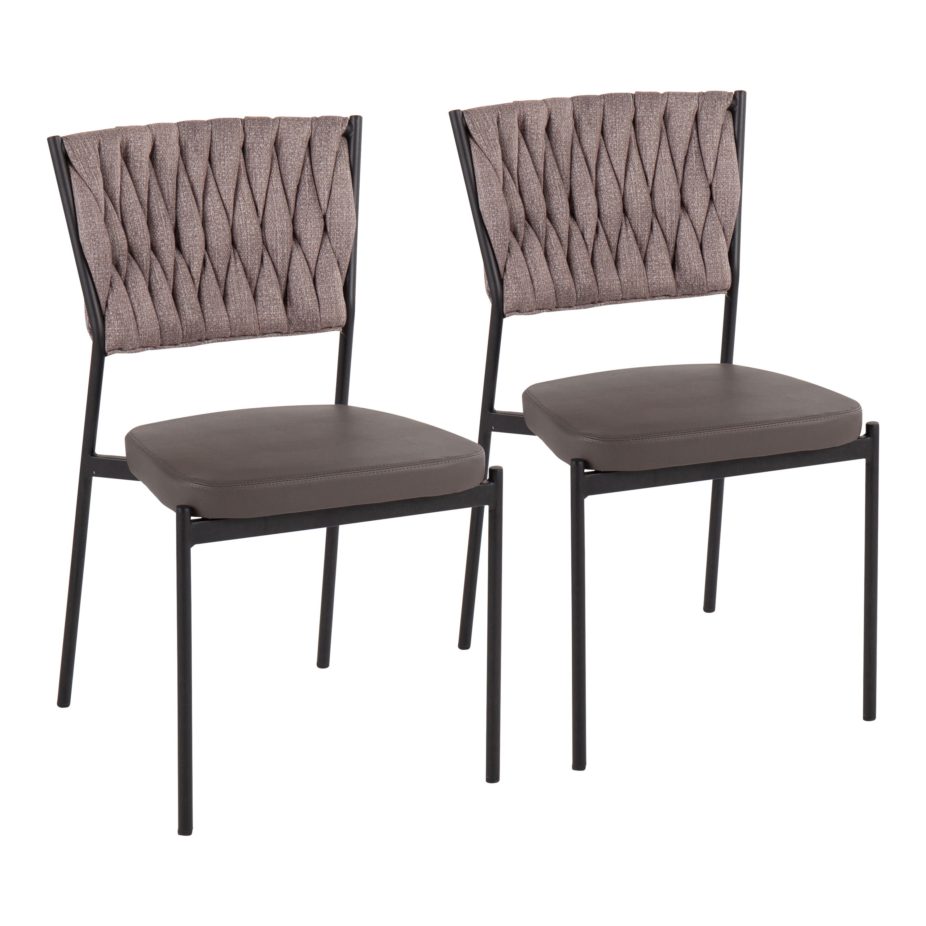 Tania - Braided Contemporary Chair (Set of 2) - Black / Gray / Light Brown