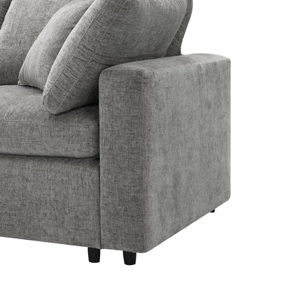 Modern Modular Cloud Sofa Bed, 6 Seat Chenille Sectional Couch Set With Ottoman, Free Combination, Convertible U Shaped Sleeper Sofa - Gray