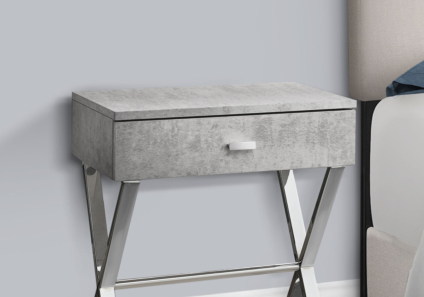 Accent Side Table, Storage Drawer, Convenient Design - Gray