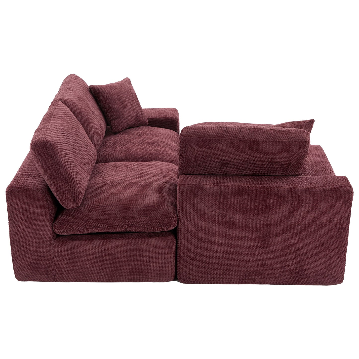 Cloud Sectional Sofa Upholstered Sofa Couch With Double-Layer Cushion And Side Pockets - Red