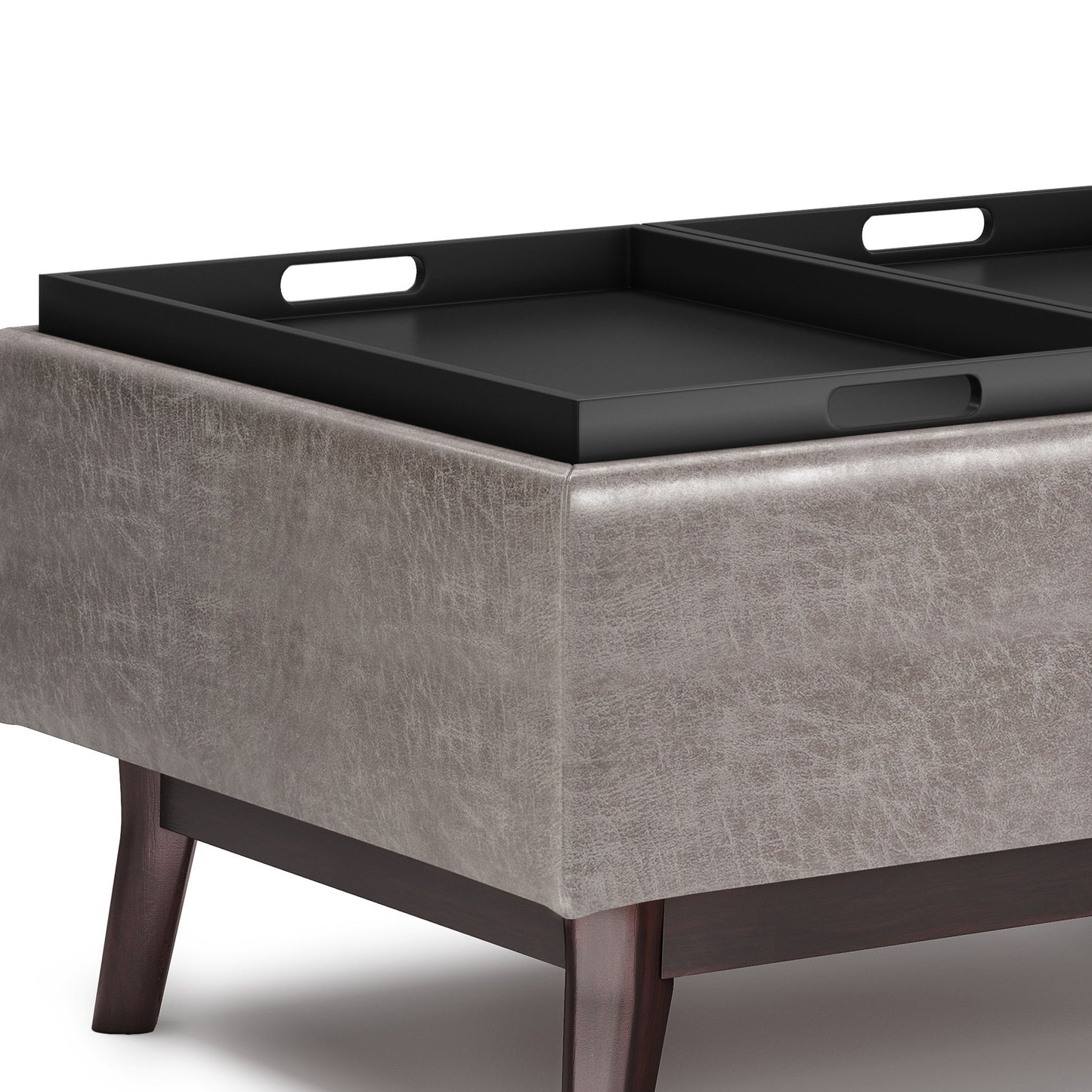 Owen - Tray Top Small Coffee Table Storage Ottoman - Distressed Gray