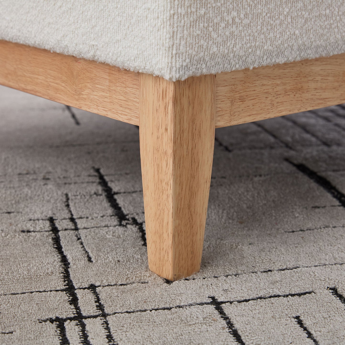 Upholstered Storage Ottoman With Reversible Lid Coffee Table, Foot Stool Square Footrest With Rubberwood Legs For Living Room Bedroom Entryway And Office - Ivory