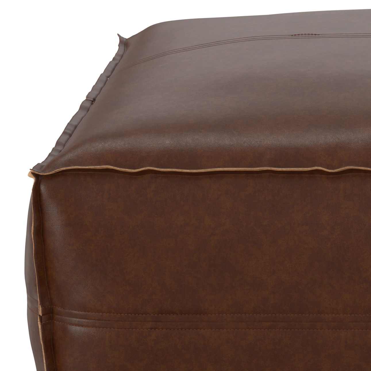 Brody - Large Square Coffee Table Pouf - Distressed Dark Brown