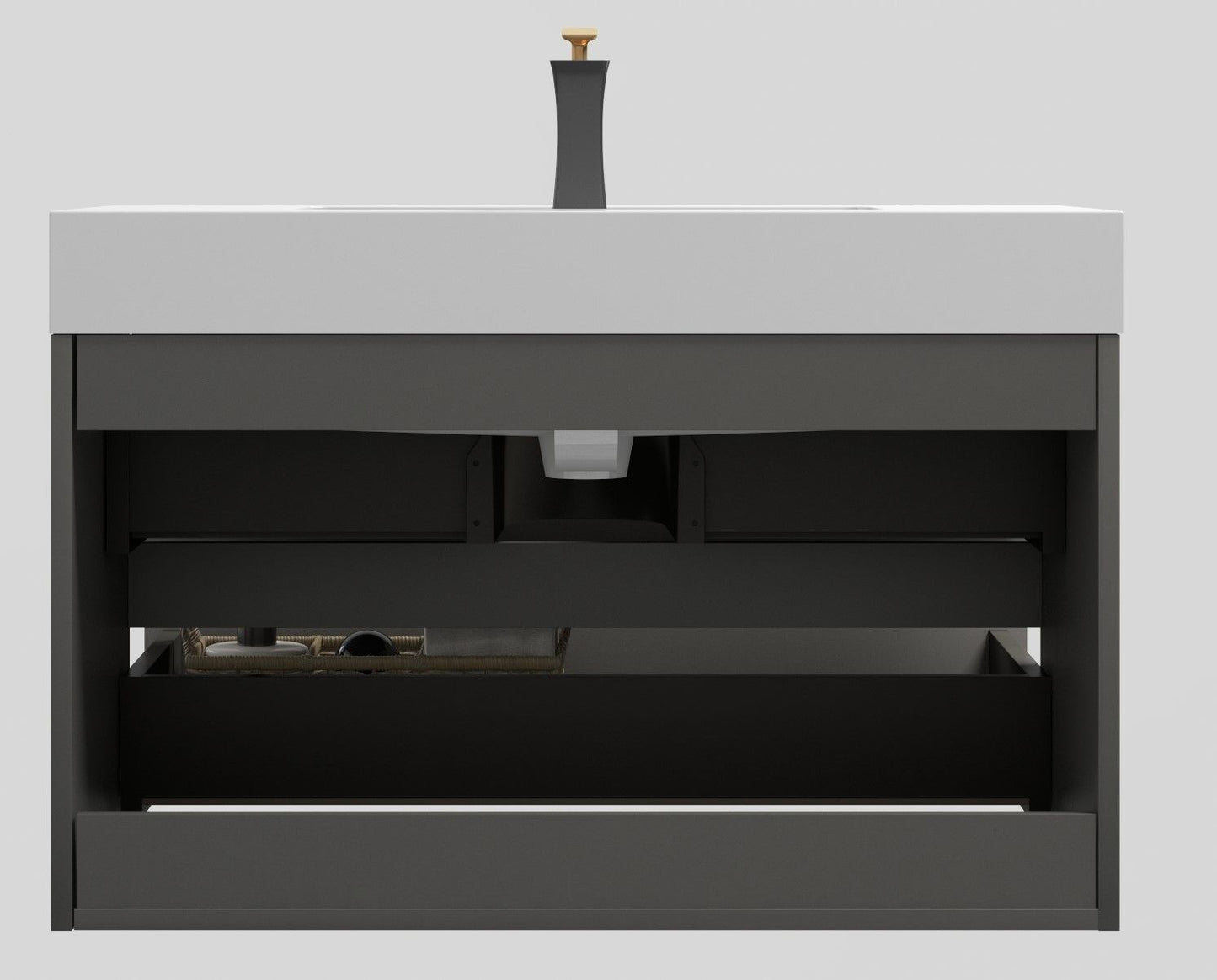 Alice - 36" Bathroom Vanity With Sink, Large Storage Wall Mounted Floating Bathroom Vanity For Modern Bathroom, One-Piece Sink Basin Without Drain And Faucet - Gray / White