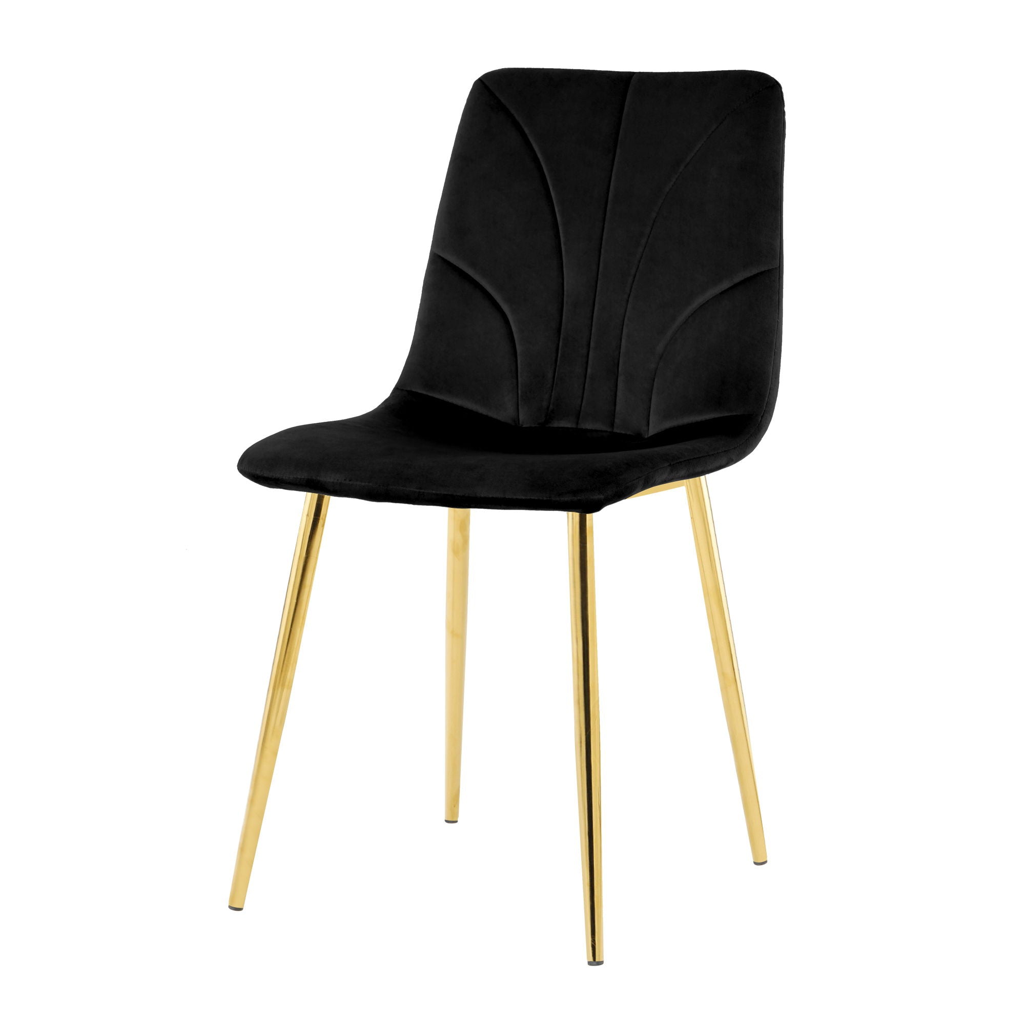 Modern Light Luxury Dining Chair With Gold Metal Legs (Set of 4) - Black