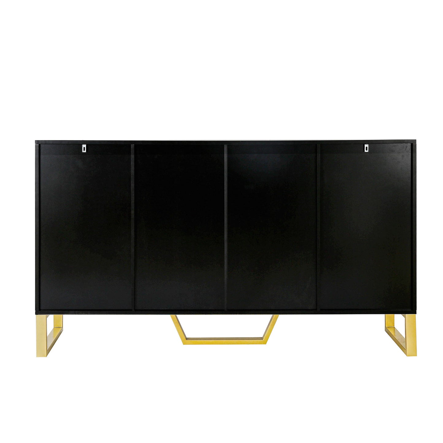Modern Sideboard With Four Doors, Metal Handles & Legs And Adjustable Shelves Kitchen Cabinet - Black