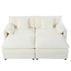 Deep Seat Sectional Cloud Sofa With 2 Ottomans & Soft Pillows, Modular Loveseat For Living Room - Beige Chenille 75.59X57.48X33.46 Inches