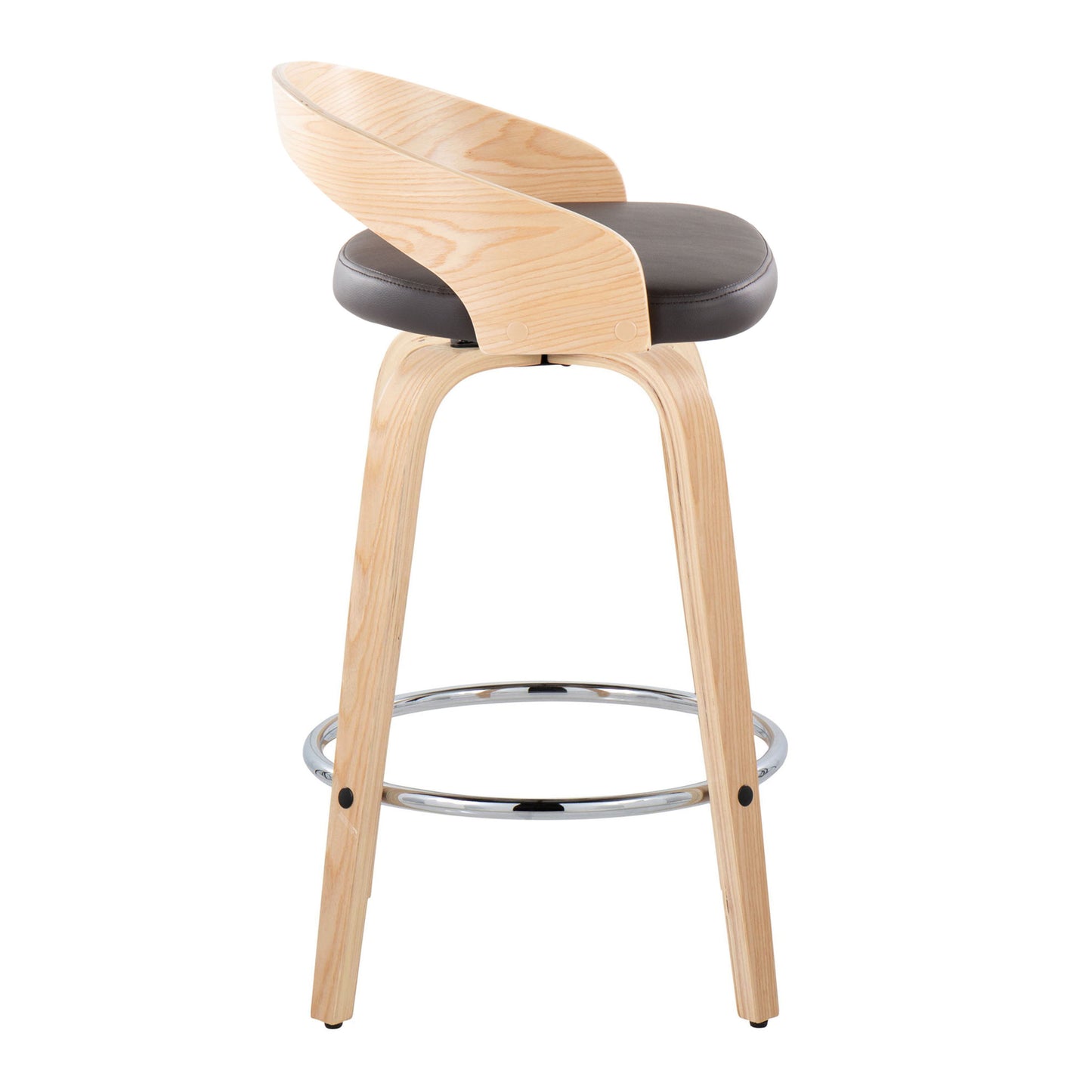 Grotto - Contemporary Fixed Height Counter Stool With Swivel With Round Footrest (Set of 2) - Natural / Brown
