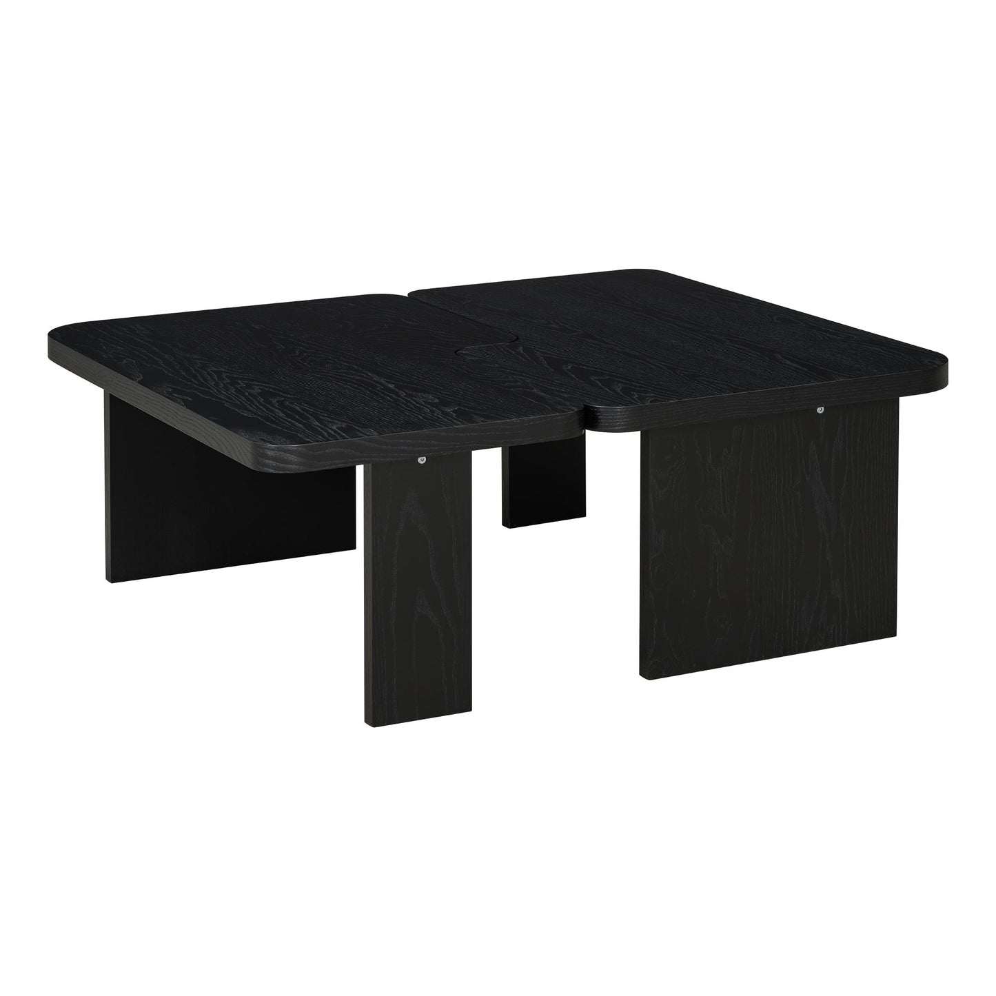 Modern Minimalist Coffee Table Set, Rectangle Coffee Table With Splicing Design, Multifunctional Combination Table For Living Room - Black