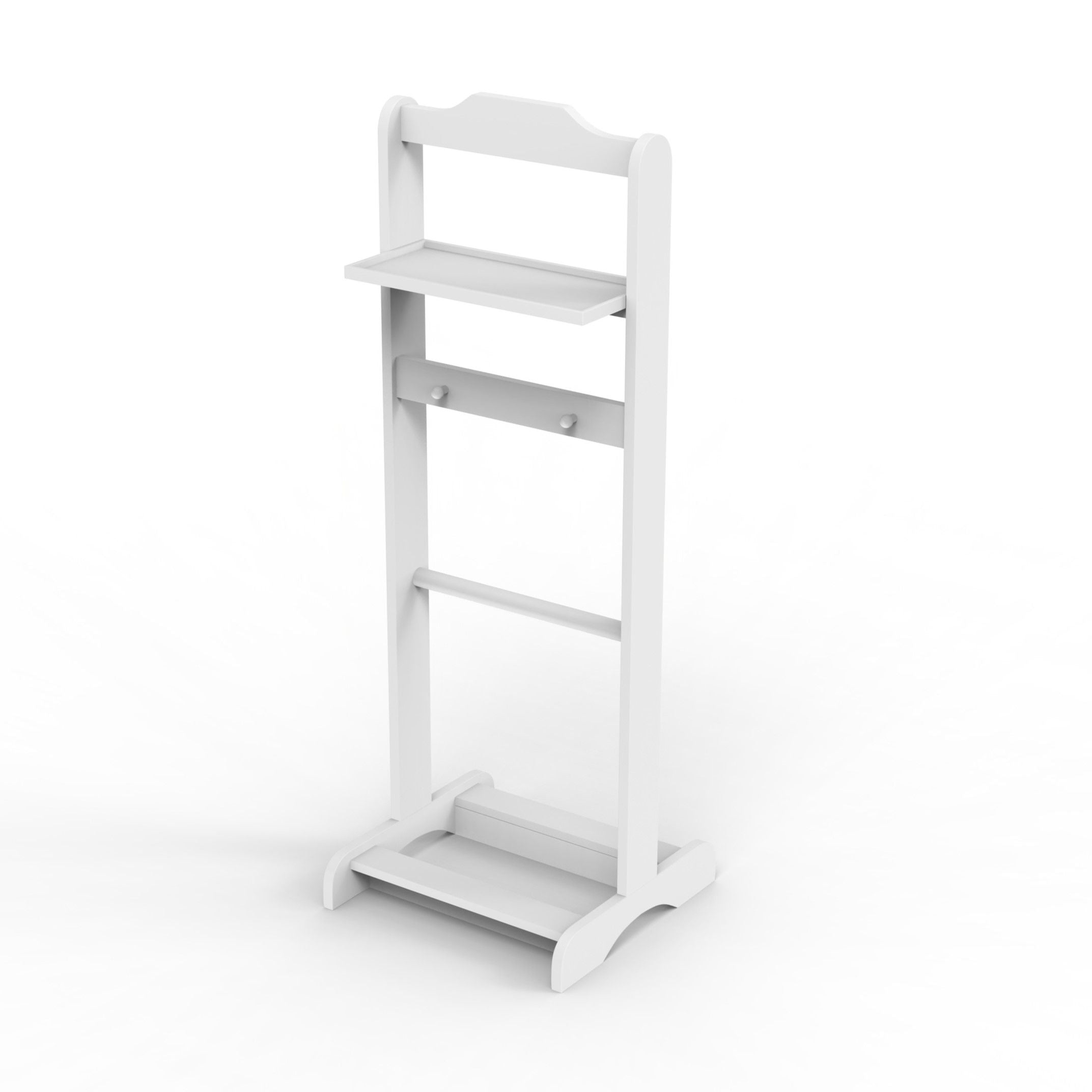 Accent Portable Garment Rack, Clothes Valet Stand With Storage Organizer - White