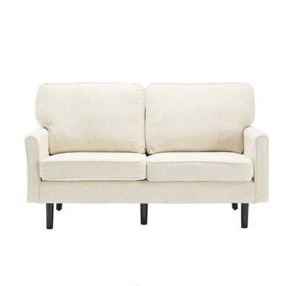 Mid Century Modern Loveseat Sofa With USB, Removable Pillow Cover - Beige