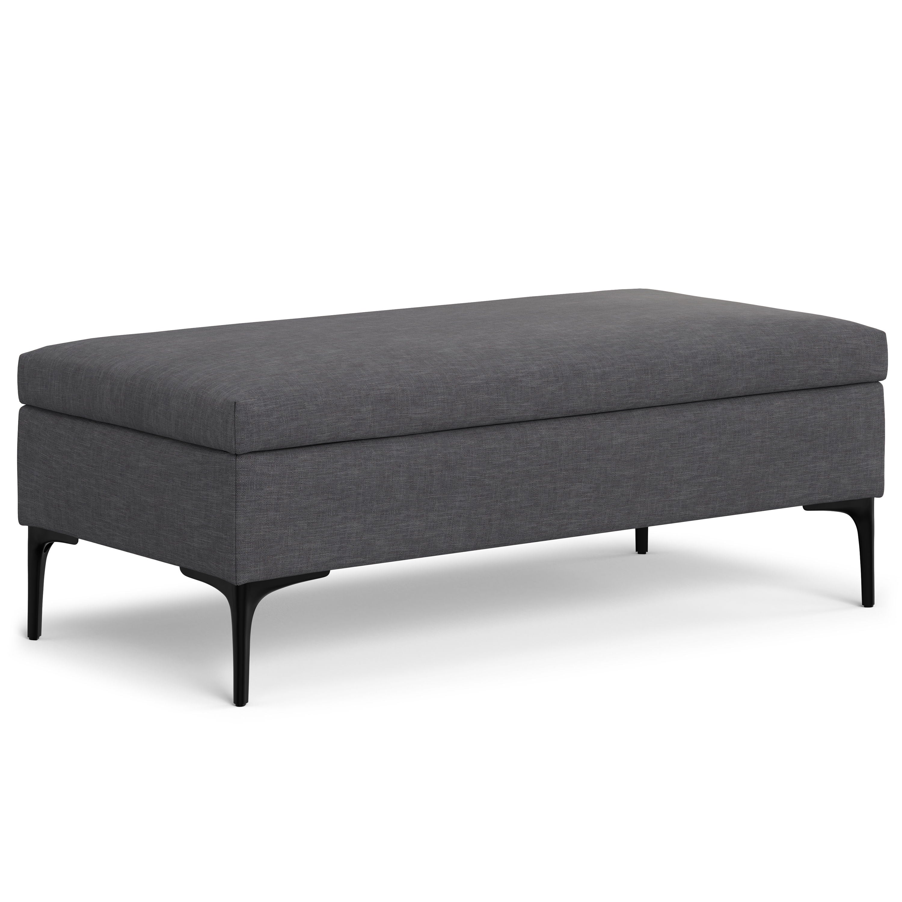 Rebecca - Multifunctional Large Coffee Table Storage Ottoman With Lift Up Lid - Gray