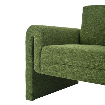 Modern Boucle Upholstered Accent Chair Sturdy Support & Luxurious Comfort Solid, Manufactured Wood - Green