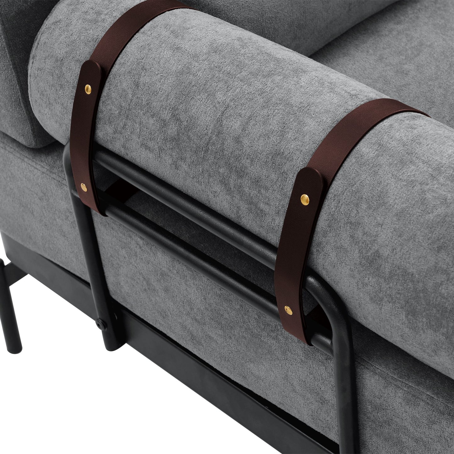 Modern Loveseat Sofa 59" Sofa Couch 2 Seater With USB Ports, Unique Cylindrical Armrests - Gray