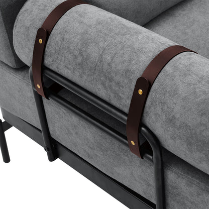 Modern Loveseat Sofa 59" Sofa Couch 2 Seater With USB Ports, Unique Cylindrical Armrests - Gray