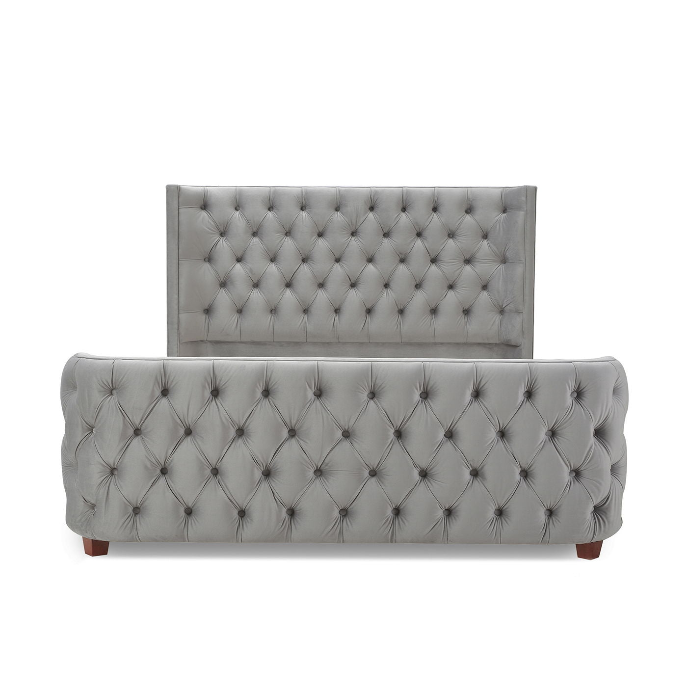 Brooklyn - Queen Tufted Panel Bed Headboard And Footboard Set - Opal Gray