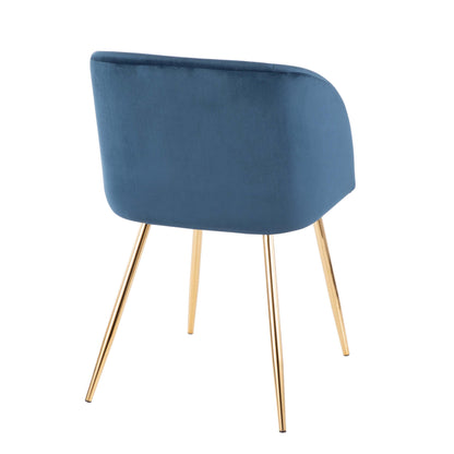 Fran - Contemporary Chair (Set of 2) - Gold / Blue
