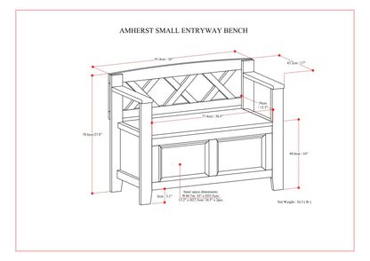 Amherst - Small Entryway Storage Bench - White