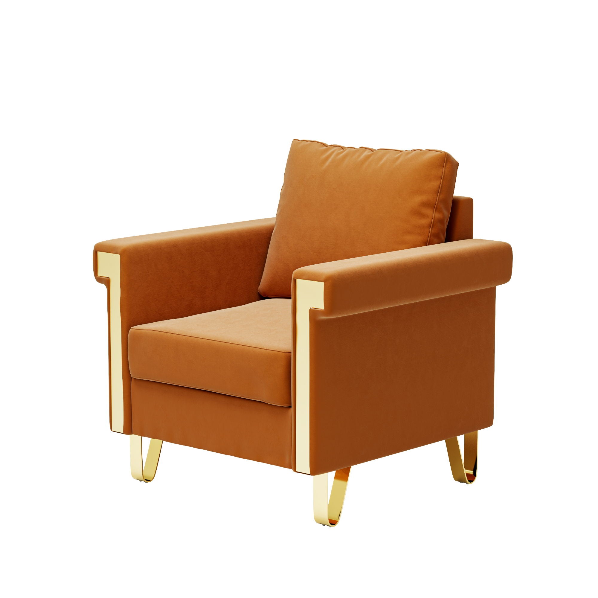 Plush Shiny Velvet Upholstered Chair With Good Resilience Performance Foam - Orange