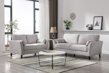 Damian - Woven Living Room Fabric Sofa, Loveseat (Set of 2) - Light Gray