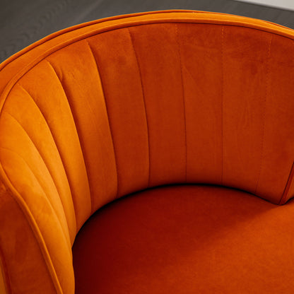 360 Degree Swivel Cuddle Barrel Accent Sofa Chair, Fluffy Round Armchair - Orange