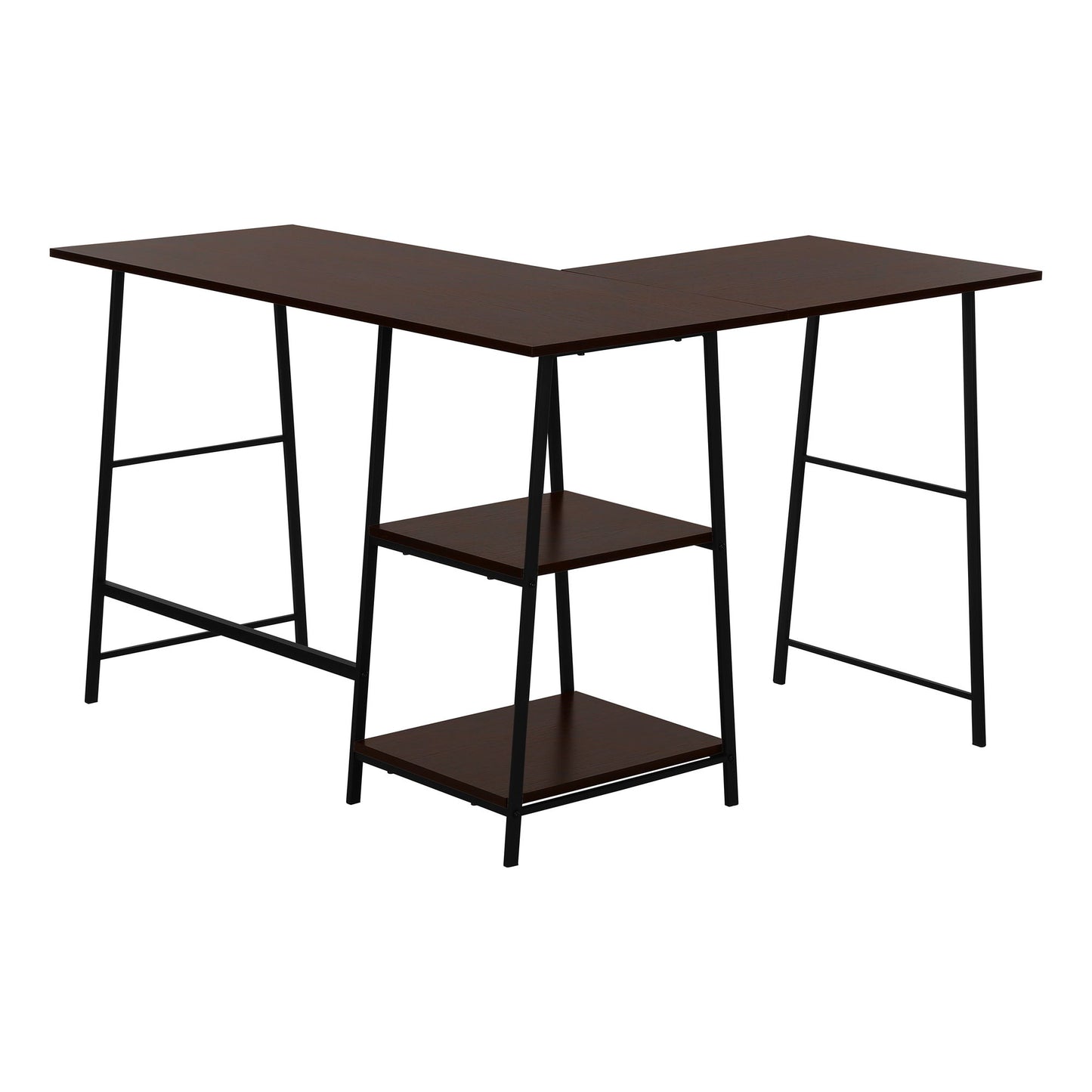 Computer Desk, Home Office, Corner, Storage Shelves, L-Shape, Work, Laptop, Contemporary, Modern - Espresso