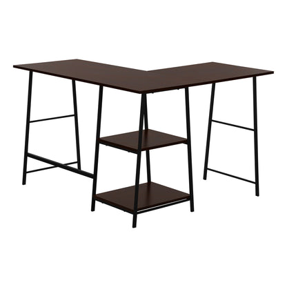 Computer Desk, Home Office, Corner, Storage Shelves, L-Shape, Work, Laptop, Contemporary, Modern - Espresso
