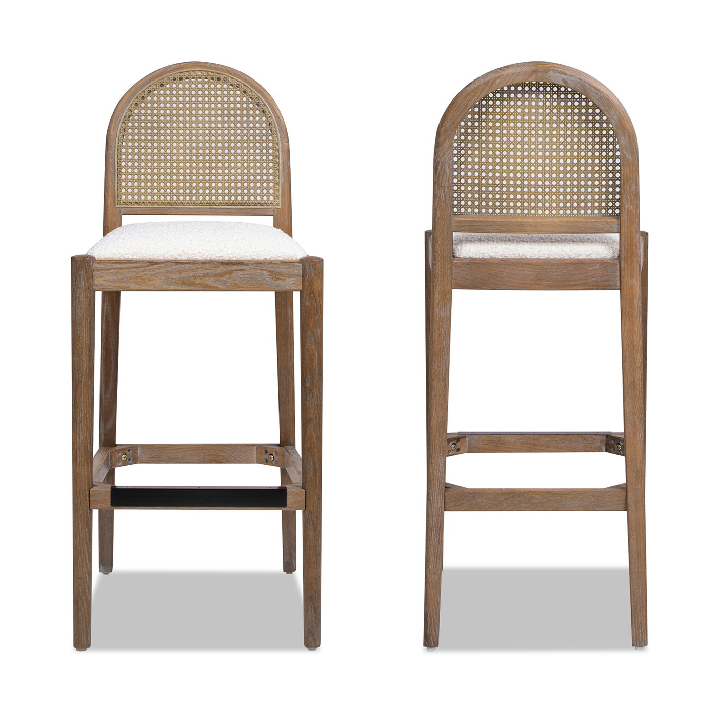 Panama - Curved Back Cane Bar Stool (Set of 2) - Ivory White