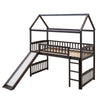 Twin House Loft Bed With Slide - Espresso