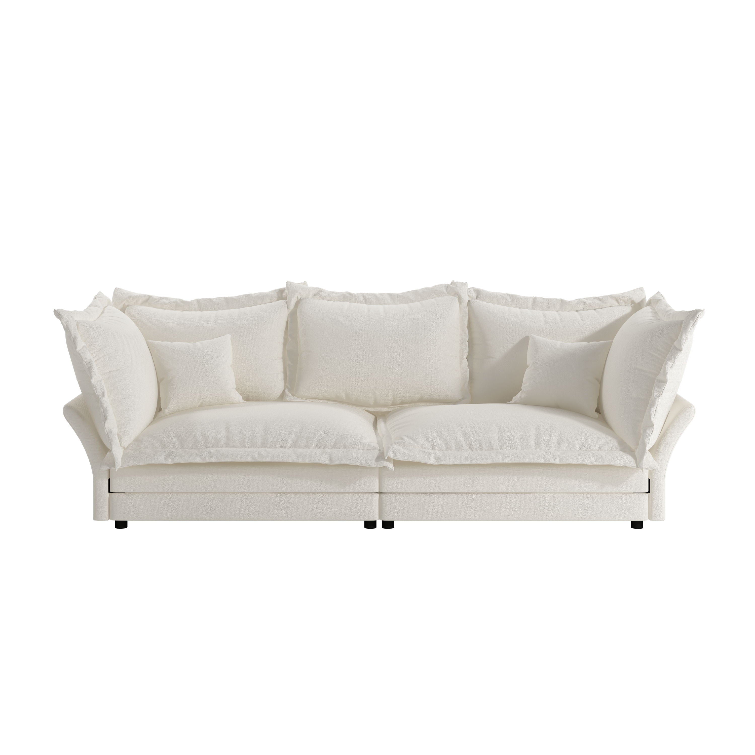 Modern Comfy Upholstered Sofa Cloud Couch, Deep Seat Couches With Multiple Large Soft Pillows, Convertible Deep Seat Chaise Longue For Living Room - Beige