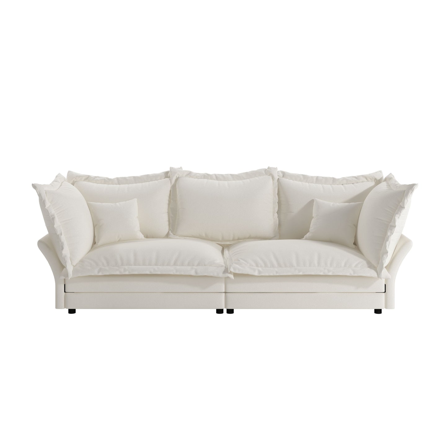 Modern Comfy Upholstered Sofa Cloud Couch, Deep Seat Couches With Multiple Large Soft Pillows, Convertible Deep Seat Chaise Longue For Living Room - Beige