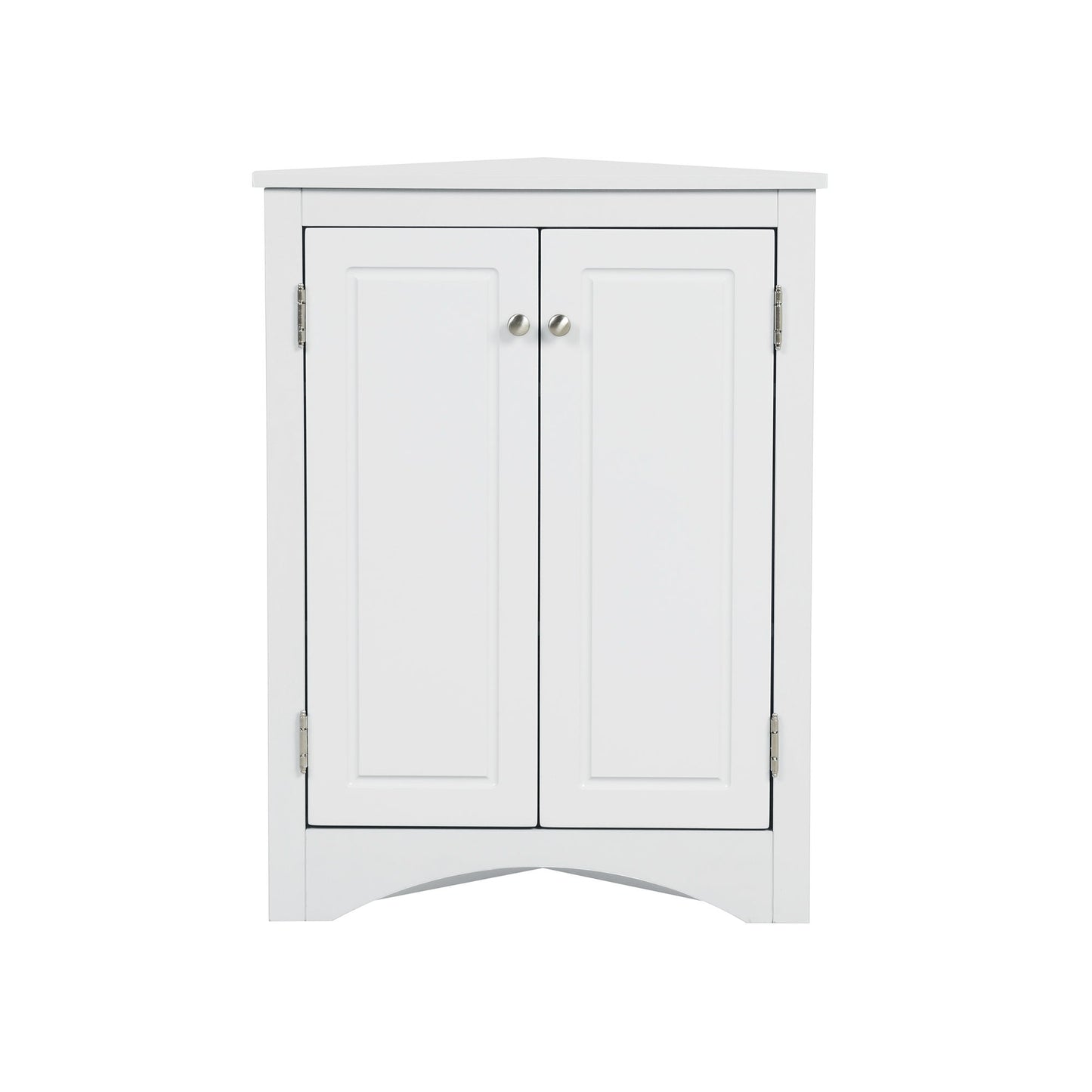 Triangle Bathroom Storage Cabinet With Adjustable Shelves, Freestanding Floor Cabinet For Home Kitchen - White