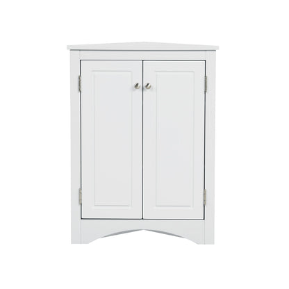 Triangle Bathroom Storage Cabinet With Adjustable Shelves, Freestanding Floor Cabinet For Home Kitchen - White