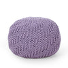 Bordeaux - Knitted Cotton Round Pouf Ottoman - Lavender