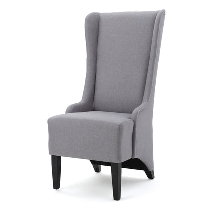 Alight - Upholstered Dining Chair With High Back And Birch Wood Legs - Light Gray