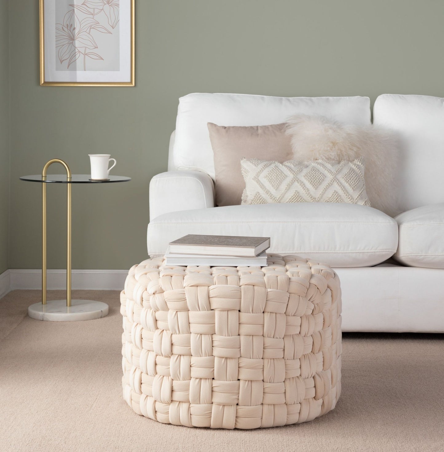 Braided - Round Ottoman - Cream