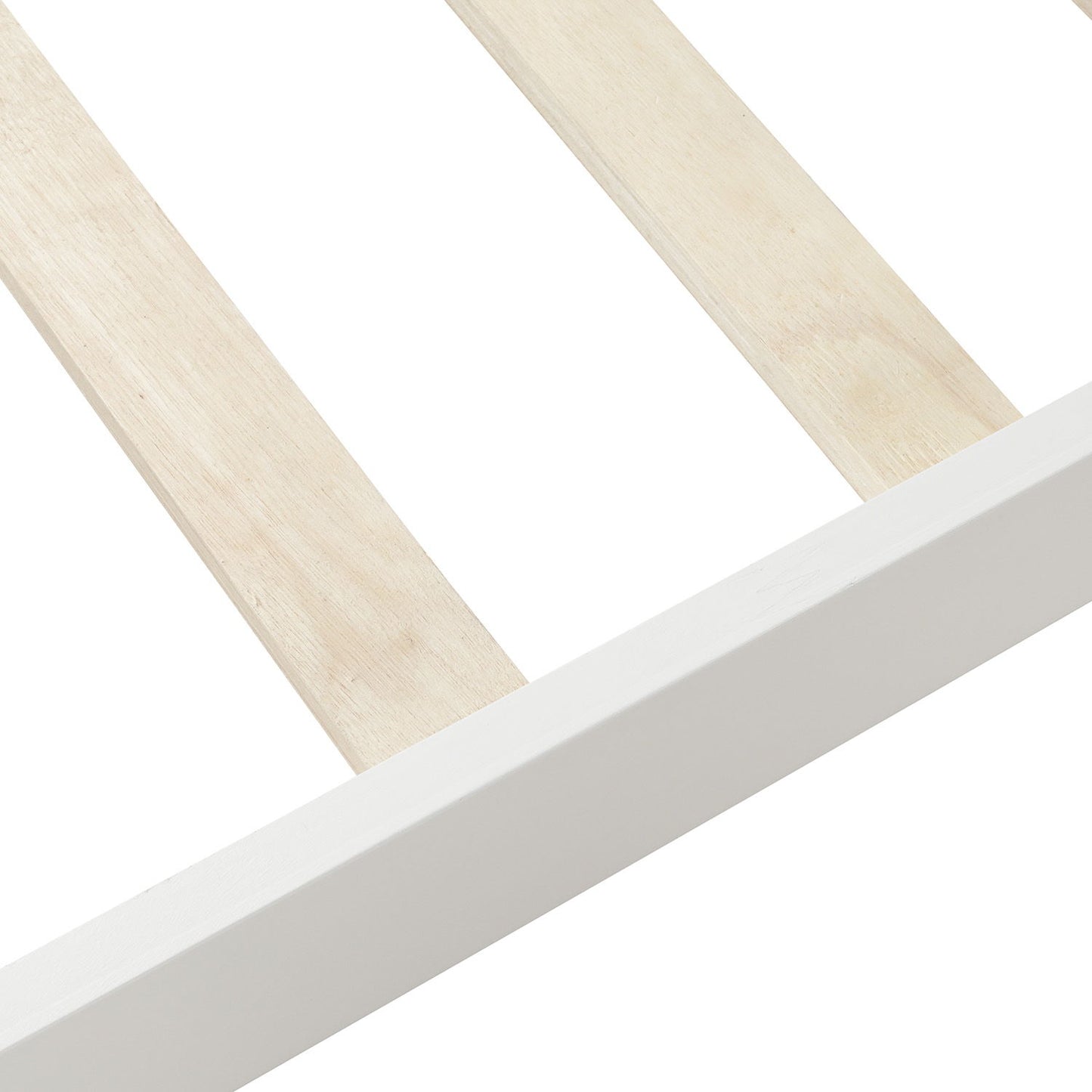 Twin Platform Bed Frame Mattress Foundation Sleigh Bed With Headboard, Footboard, Slat Support - White