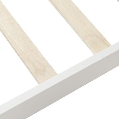 Twin Platform Bed Frame Mattress Foundation Sleigh Bed With Headboard, Footboard, Slat Support - White