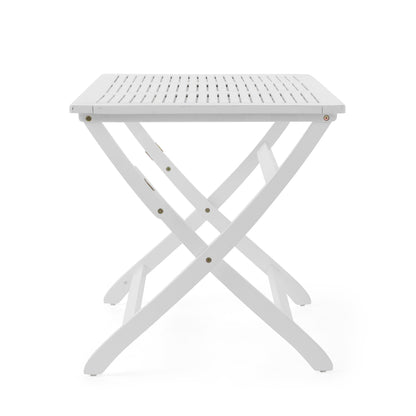 Blissique - Outdoor Foldable Wood Dining Table With Slat Design - White