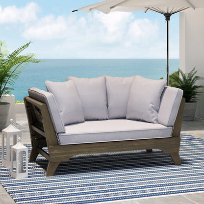 Outdoor Expandable Daybed With Water Resistant Cushion - Gray