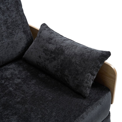 Mid Century Modern Foldable Sofa Bed Recliner, 3 - 1 Convertible Sleeper With 3 Pillows For Small Spaces - Black