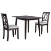 3 Piece Kitchen Dining Set With Drop Leaf Dining Table And 2 Dining Upholstered Chairs, Dining Room Set For Small Places - Espresso