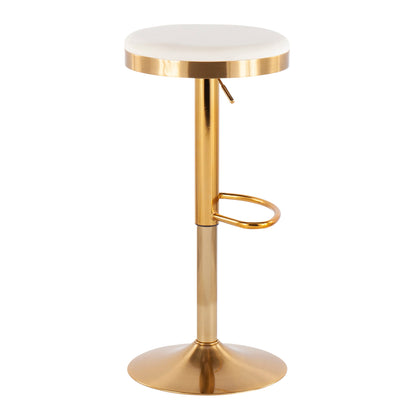 Dakota - Contemporary Upholstered Adjustable Barstool (Set of 2) - Gold / Cream