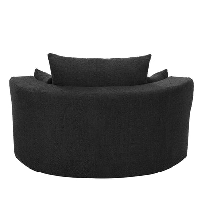360 Degree Swivel Accent Barrel Chair With Removable Pillows - Black