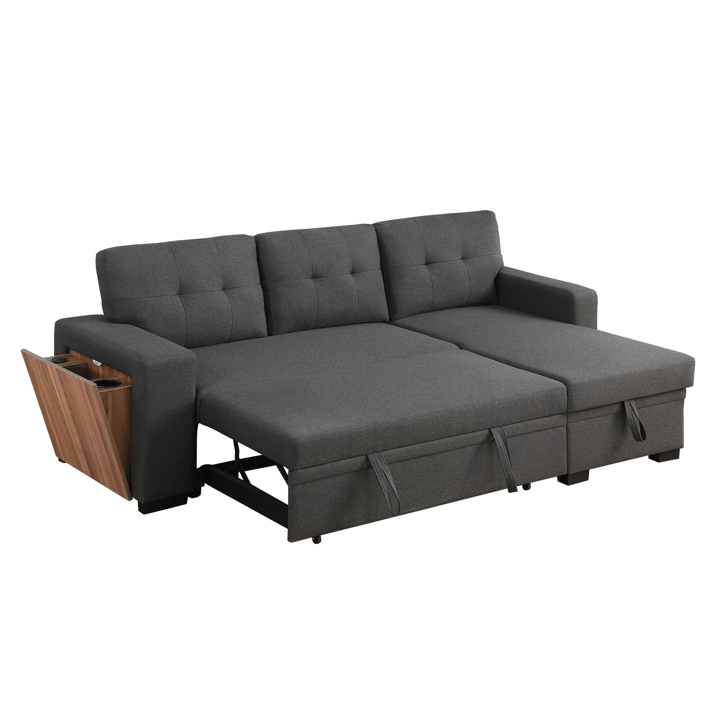 3 Piece Upholstered Sectional - Dark Gray