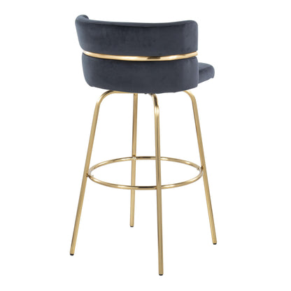 Cinch - Glam / Art Deco Fixed Height Barstool With Swivel With Round Footrest (Set of 2) - Gold / Black