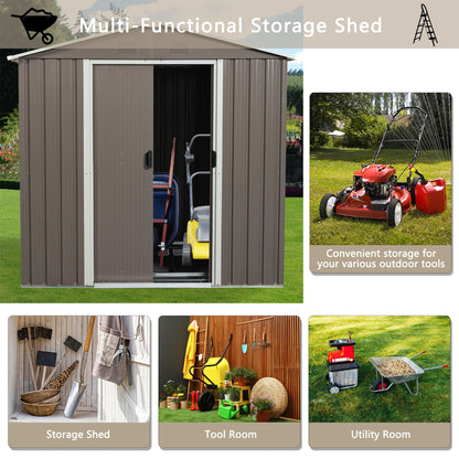 6Ft x 5Ft Outdoor Metal Storage Shed - Gray